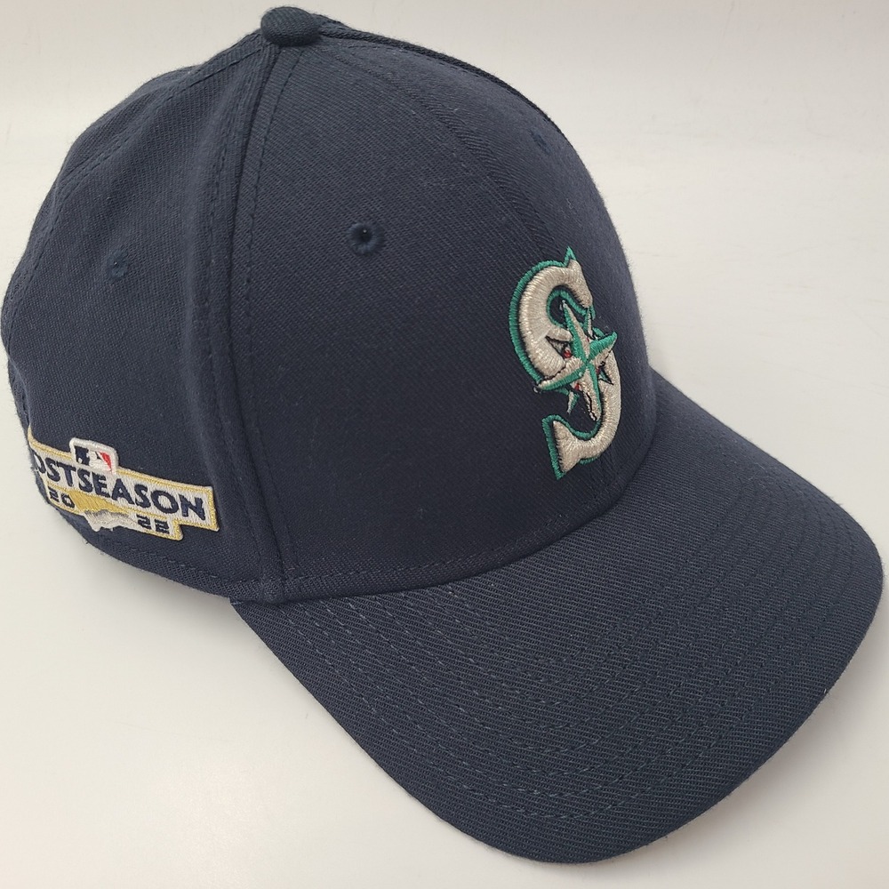 Seattle Mariners Hat Fitted M-L New Era 39Thirty Blue MLB 2022 Postseason Patch